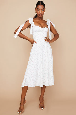 CHARMAINE© | WHITE FLORAL MIDI SUNDRESS