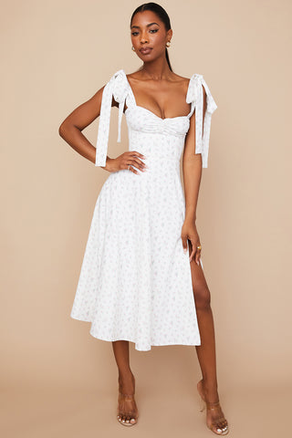 CHARMAINE© | WHITE FLORAL MIDI SUNDRESS