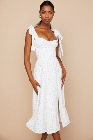 CHARMAINE© | WHITE FLORAL MIDI SUNDRESS