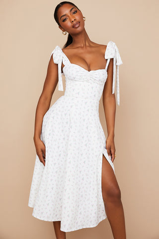 CHARMAINE© | WHITE FLORAL MIDI SUNDRESS