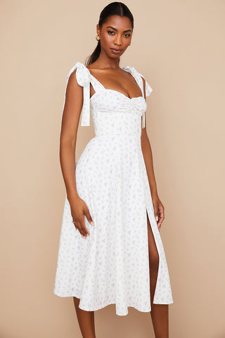 CHARMAINE© | WHITE FLORAL MIDI SUNDRESS