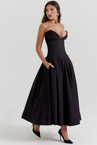 LADY© | STRAPLESS MIDI DRESS