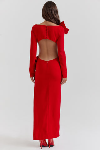 JUDIT© | RED BOW MAXI DRESS