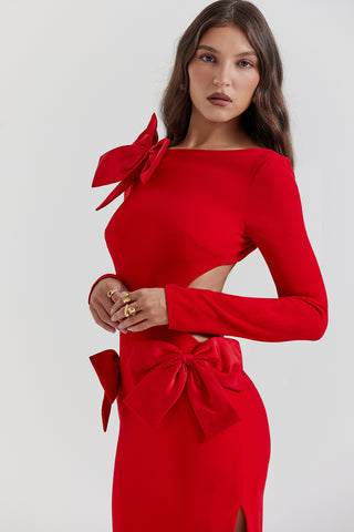 JUDIT© | RED BOW MAXI DRESS