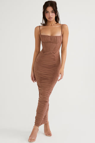 LILIAN© | MOCHA CORSET MAXI DRESS