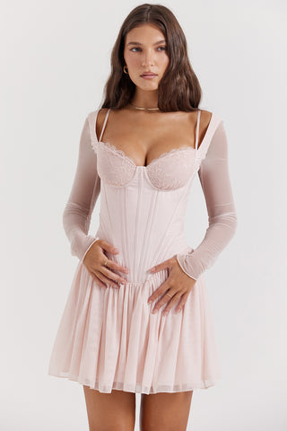 VIVI© | SOFT PEACH CORSET MINI DRESS